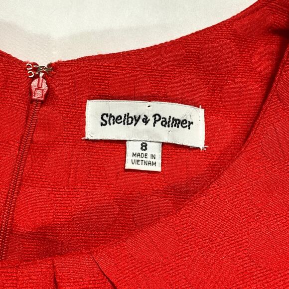 Shift Dress Crimson Red Polka Dot Belted Pockets Shelby & Palmer Midi Size 8 NWT - Picture 5 of 12
